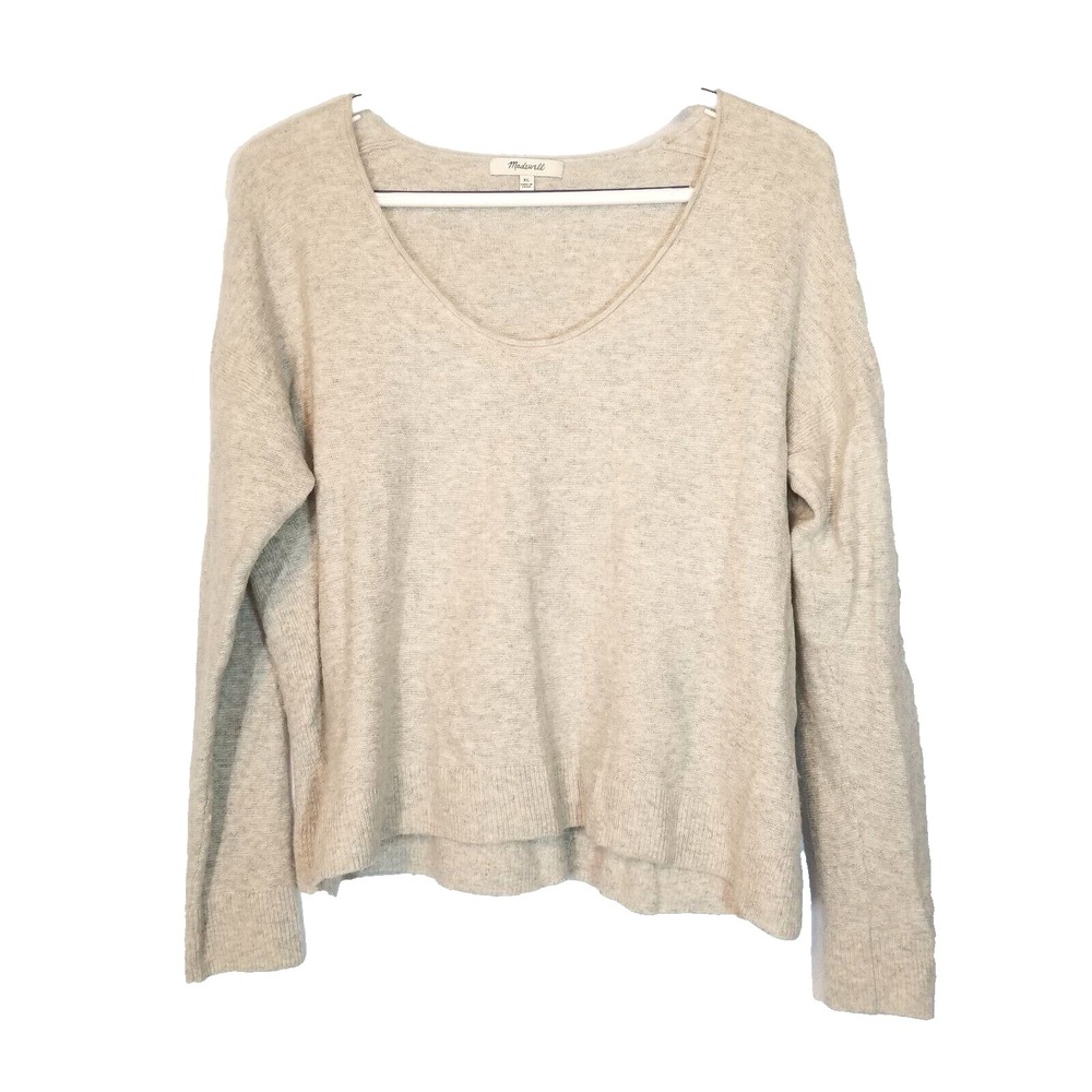 Madewell/J. Crew Light Gray  Merino Wool/Alpaca Blend Scoop Neck Crop Sweater XL